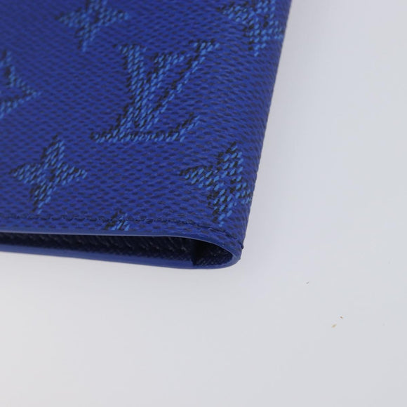 LOUIS VUITTON Monogram Couvel Tulle Passopole Passport Case Blue LV Auth 207134SM