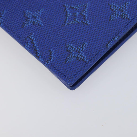 LOUIS VUITTON Monogram Couvel Tulle Passopole Passport Case Blue LV Auth 207134SM