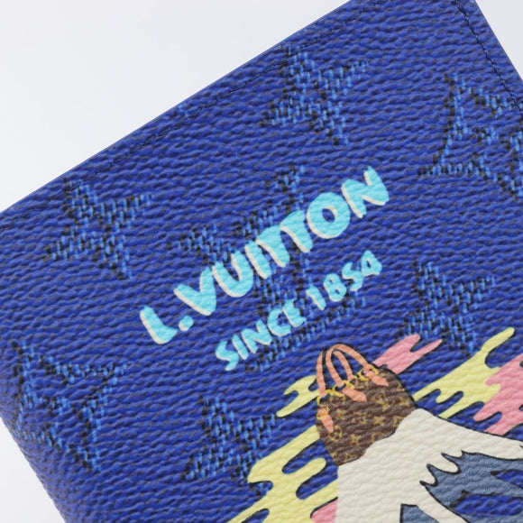 LOUIS VUITTON Monogram Couvel Tulle Passopole Passport Case Blue LV Auth 207134SM