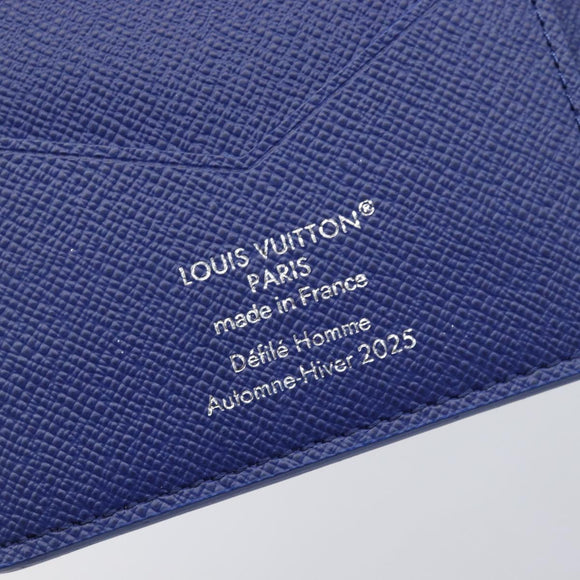 LOUIS VUITTON Monogram Couvel Tulle Passopole Passport Case Blue LV Auth 207134SM