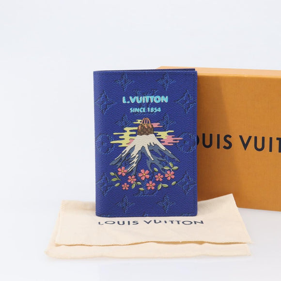 LOUIS VUITTON Monogram Couvel Tulle Passopole Passport Case Blue LV Auth 207134SM