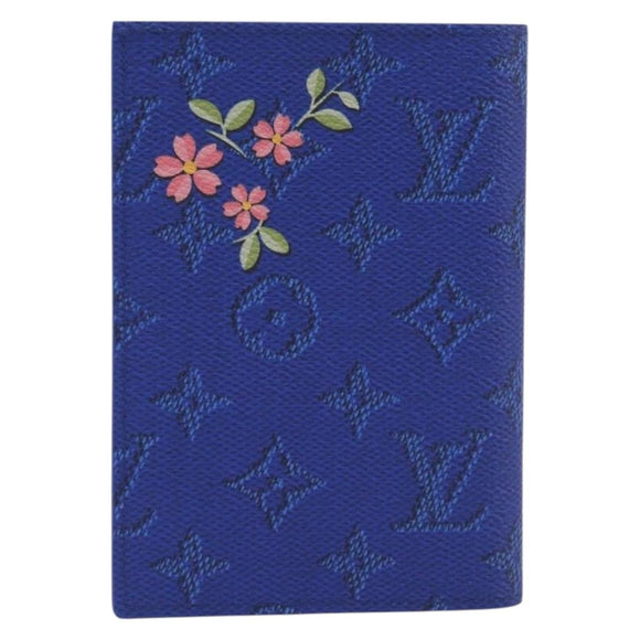 LOUIS VUITTON Monogram Couvel Tulle Passopole Passport Case Blue LV Auth 207134SM