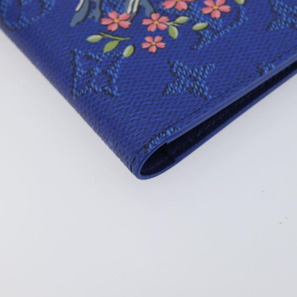 LOUIS VUITTON Monogram Couvel Tulle Passopole Passport Case Blue LV Auth 207134SM