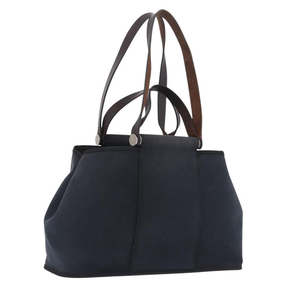 HERMES Kabak Elan PM Hand Bag Canvas Black Auth 207140