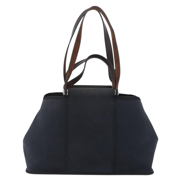 HERMES Kabak Elan PM Hand Bag Canvas Black Auth 207140