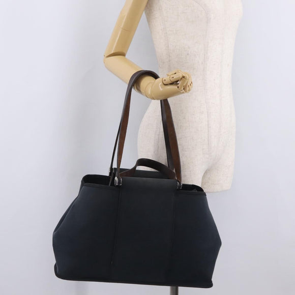 HERMES Kabak Elan PM Hand Bag Canvas Black Auth 207140