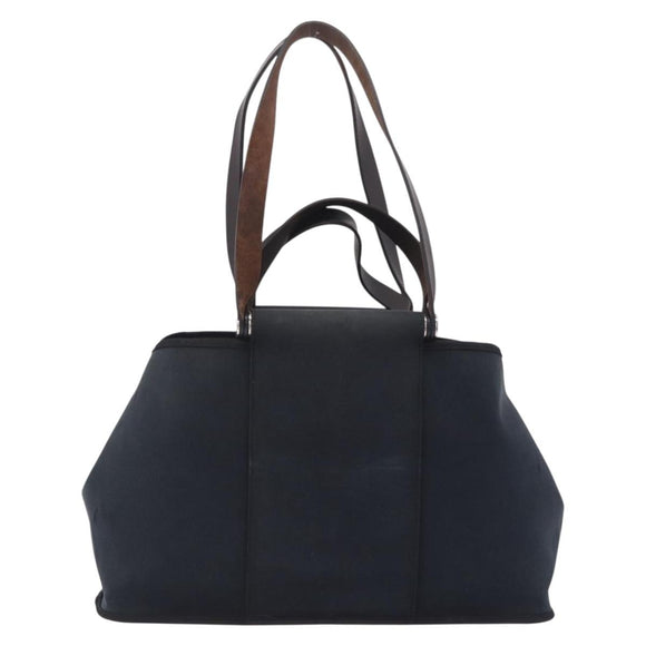HERMES Kabak Elan PM Hand Bag Canvas Black Auth 207140