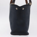 HERMES Kabak Elan PM Hand Bag Canvas Black Auth 207140-4