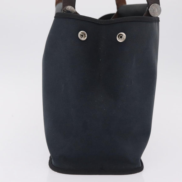 HERMES Kabak Elan PM Hand Bag Canvas Black Auth 207140