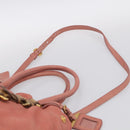 PRADA Hand Bag Vittero Dino Leather 2way Pink Gold Auth 207141A-10