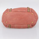 PRADA Hand Bag Vittero Dino Leather 2way Pink Gold Auth 207141A-11