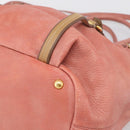 PRADA Hand Bag Vittero Dino Leather 2way Pink Gold Auth 207141A-12