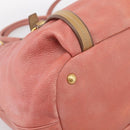 PRADA Hand Bag Vittero Dino Leather 2way Pink Gold Auth 207141A-15