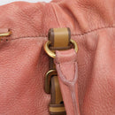 PRADA Hand Bag Vittero Dino Leather 2way Pink Gold Auth 207141A-16