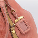 PRADA Hand Bag Vittero Dino Leather 2way Pink Gold Auth 207141A-17