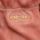 PRADA Hand Bag Vittero Dino Leather 2way Pink Gold Auth 207141A-20