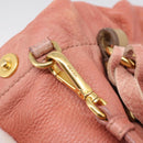 PRADA Hand Bag Vittero Dino Leather 2way Pink Gold Auth 207141A-21