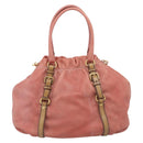 PRADA Hand Bag Vittero Dino Leather 2way Pink Gold Auth 207141A-3
