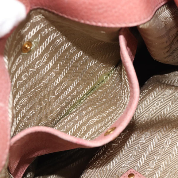PRADA Hand Bag Vittero Dino Leather 2way Pink Gold Auth 207141A