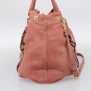 PRADA Hand Bag Vittero Dino Leather 2way Pink Gold Auth 207141A-4