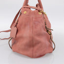 PRADA Hand Bag Vittero Dino Leather 2way Pink Gold Auth 207141A-5