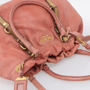 PRADA Hand Bag Vittero Dino Leather 2way Pink Gold Auth 207141A-6