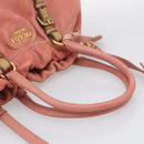 PRADA Hand Bag Vittero Dino Leather 2way Pink Gold Auth 207141A-7