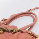 PRADA Hand Bag Vittero Dino Leather 2way Pink Gold Auth 207141A-8