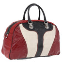 GUCCI Hand Bag Leather Red Silver Auth 207145-1