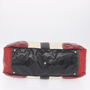 GUCCI Hand Bag Leather Red Silver Auth 207145-11