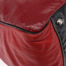 GUCCI Hand Bag Leather Red Silver Auth 207145-14