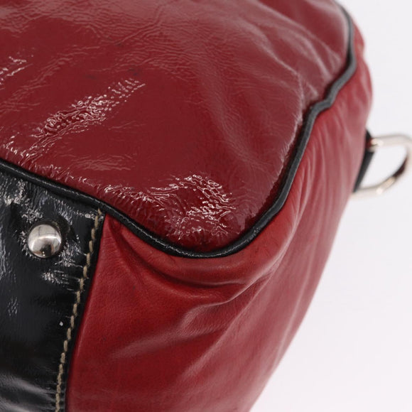 GUCCI Hand Bag Leather Red Silver Auth 207145
