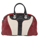GUCCI Hand Bag Leather Red Silver Auth 207145-2