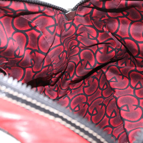 GUCCI Hand Bag Leather Red Silver Auth 207145