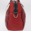 GUCCI Hand Bag Leather Red Silver Auth 207145-6