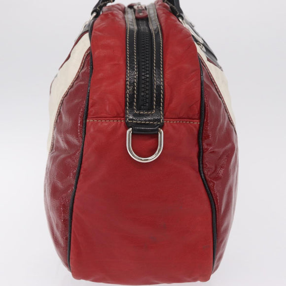GUCCI Hand Bag Leather Red Silver Auth 207145