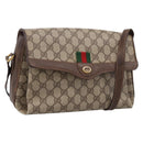 GUCCI GG Supreme Web Sherry Line Bag PVC Beige Gold 164 02 084 Auth 207146-1