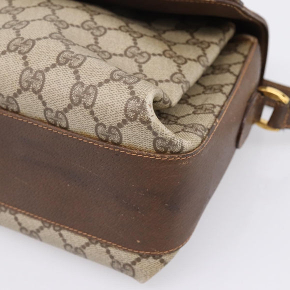 GUCCI GG Supreme Web Sherry Line Bag PVC Beige Gold 164 02 084 Auth 207146