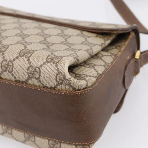 GUCCI GG Supreme Web Sherry Line Bag PVC Beige Gold 164 02 084 Auth 207146