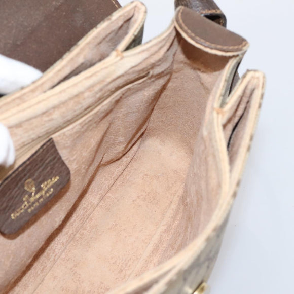 GUCCI GG Supreme Web Sherry Line Bag PVC Beige Gold 164 02 084 Auth 207146