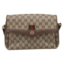 GUCCI GG Supreme Web Sherry Line Bag PVC Beige Gold 164 02 084 Auth 207146-2