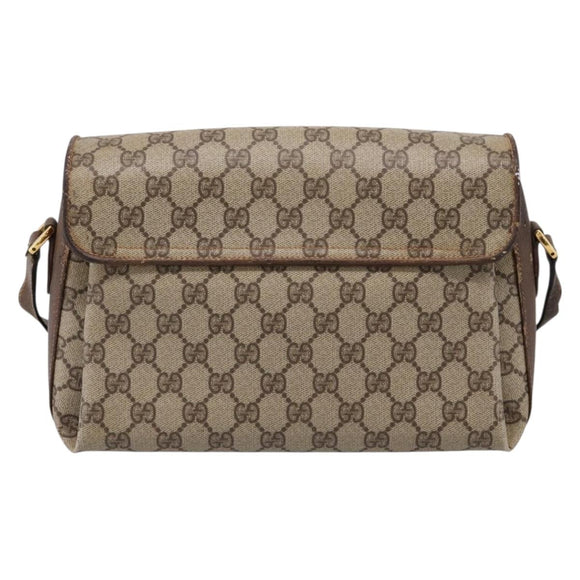 GUCCI GG Supreme Web Sherry Line Bag PVC Beige Gold 164 02 084 Auth 207146