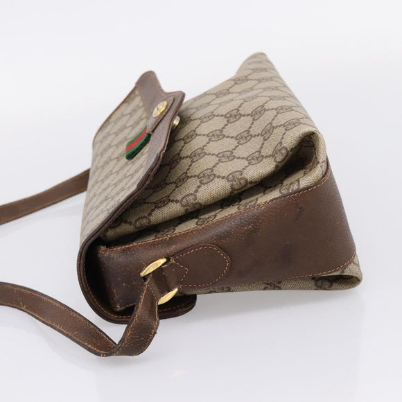 GUCCI GG Supreme Web Sherry Line Bag PVC Beige Gold 164 02 084 Auth 207146