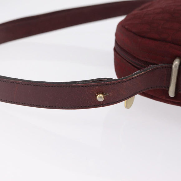 Christian Dior Trotter Canvas Shoulder Bag Red Gold Auth 207149