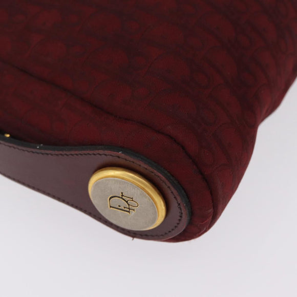 Christian Dior Trotter Canvas Shoulder Bag Red Gold Auth 207149