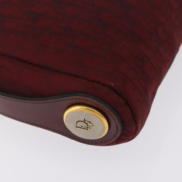Christian Dior Trotter Canvas Shoulder Bag Red Gold Auth 207149