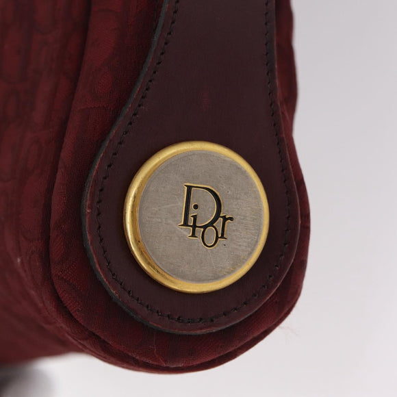 Christian Dior Trotter Canvas Shoulder Bag Red Gold Auth 207149
