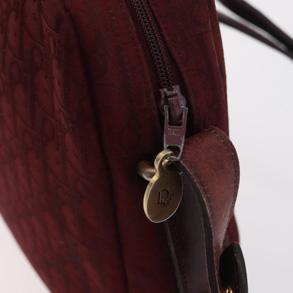 Christian Dior Trotter Canvas Shoulder Bag Red Gold Auth 207149