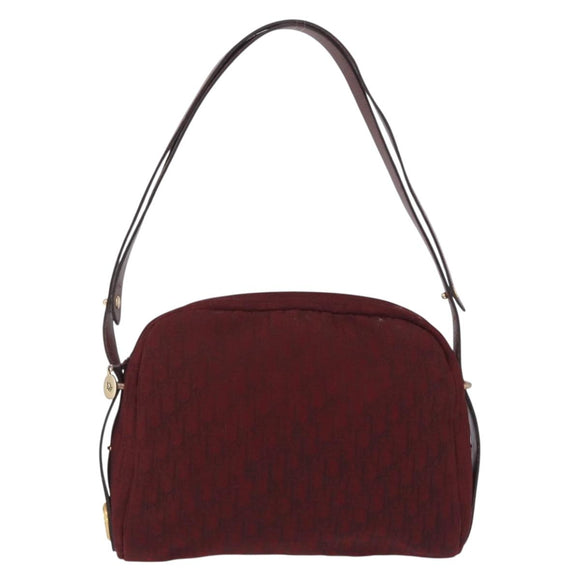 Christian Dior Trotter Canvas Shoulder Bag Red Gold Auth 207149