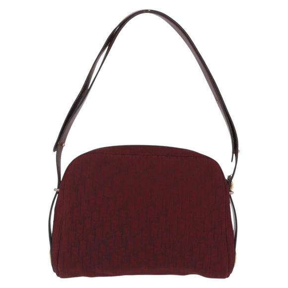 Christian Dior Trotter Canvas Shoulder Bag Red Gold Auth 207149